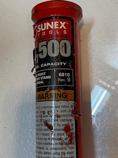 Sunex 6810 Pole for Support Stand 1,500 lbs Capacity 49-1/2" L 47mm Thread 29mm