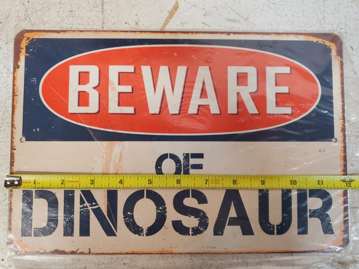 4 Qty Beware of Dinosaur Chic Rustic Retro Signs 8"x12" (4 Qty)