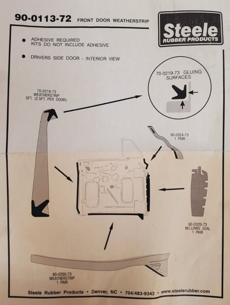 Steele Rubber Products Front Door Weatherstrip Set 90-0113-72