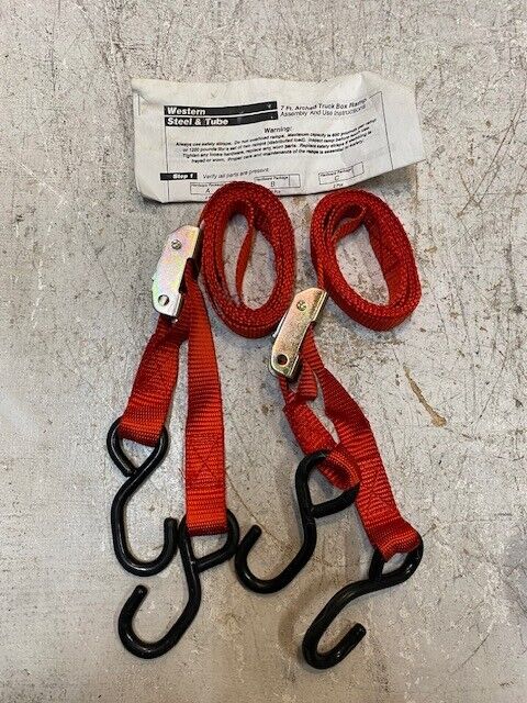 Two 5ft Red Ropes for Western Steel & Tube 7ft Arched Truck Box Ramp Assembly