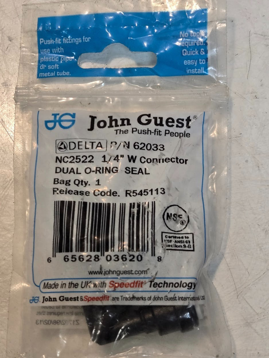 9 Quantity of John Guest NC2522 1/4" W Connectors for Delta 62033 (9 Qty)