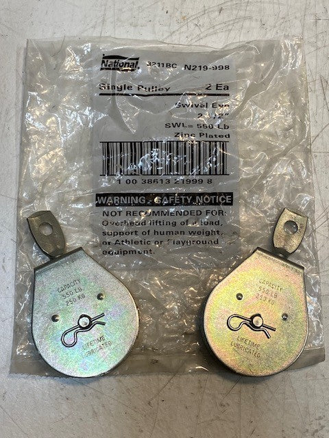 2 Quantity of National 3211BC 2-1/2" Single Pulley Swivel Eyes (2 Quantity)