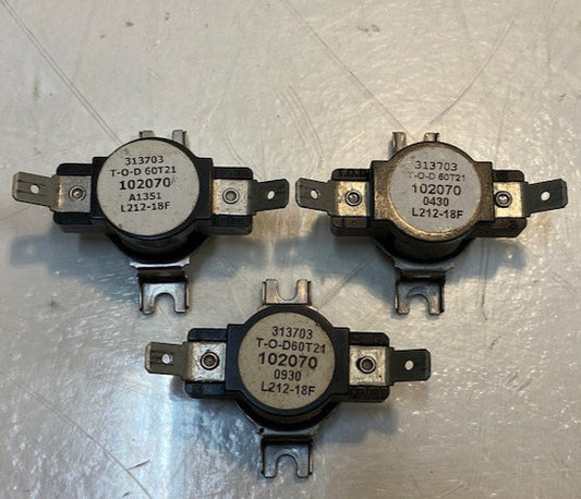 3 Quantity of T-O-D 60T21 for Speed Queen Dryer Thermostat 313703 (3 Quantity)