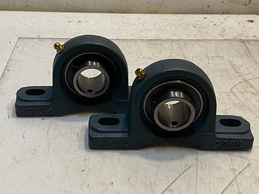 2 Qty of RAK 2-Bolt Pillow Blocks P205 w/ Insert Bearings UC205-16 (2 Quantity)