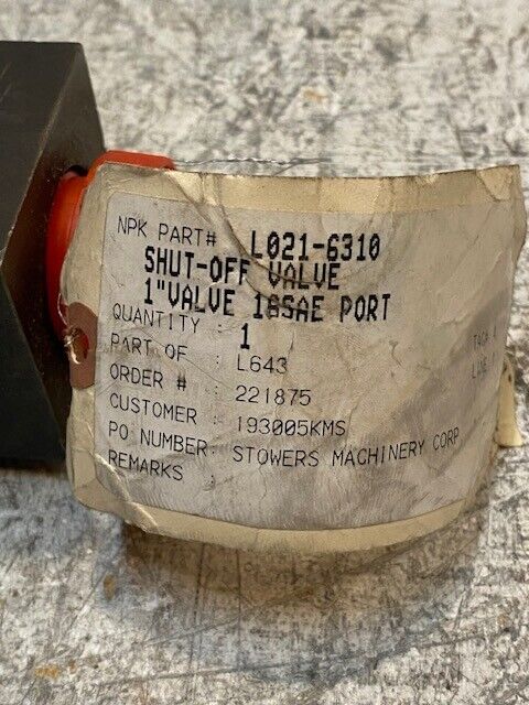 Shut Off Valve L021-6310 | 11-286 1" Valve 16SAE Port