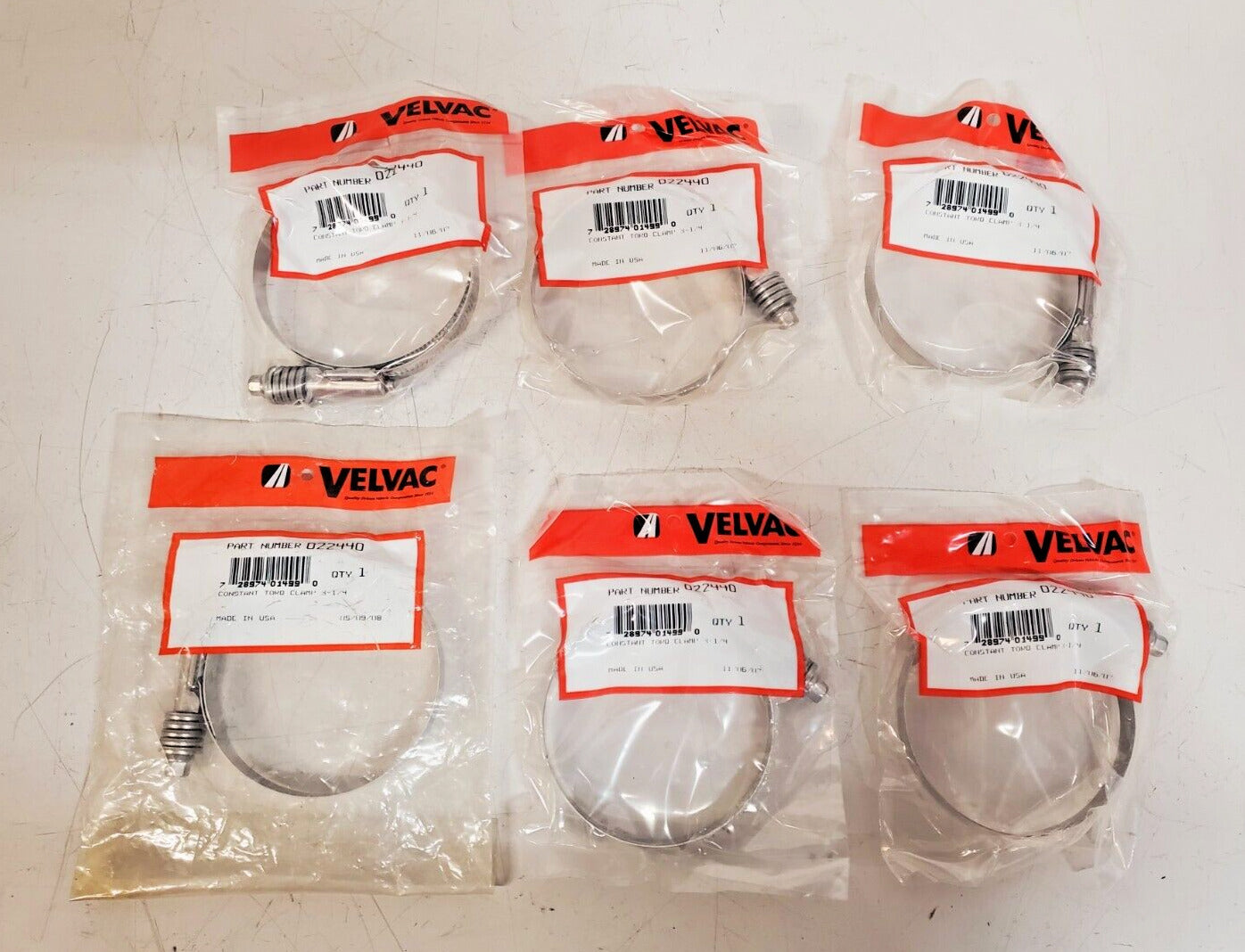 6 Quantity of Velvac Constant Torque Hose Clamps 3-1/4" | 022440 (6 Qty)