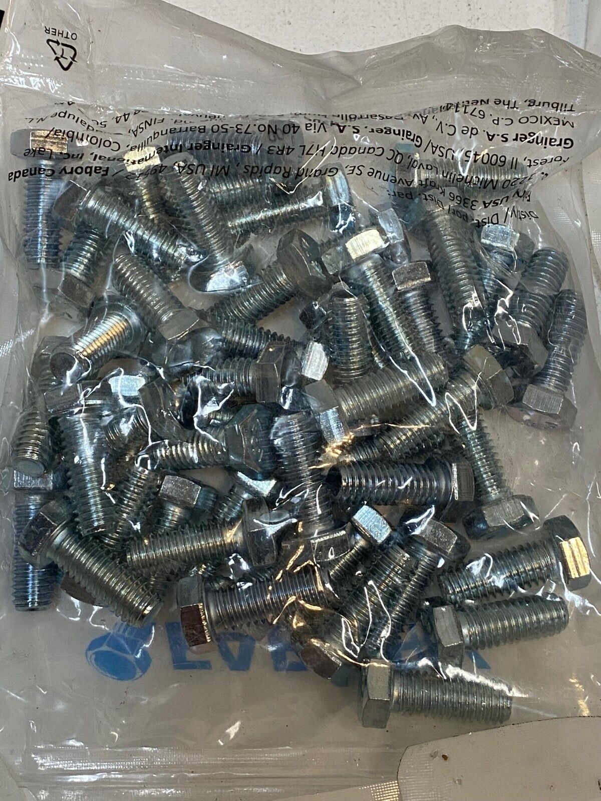 7 Bags of 50 Each of 23KZ56 Hex Head Cap Screws Grade 5 Zinc (350 Quantity)