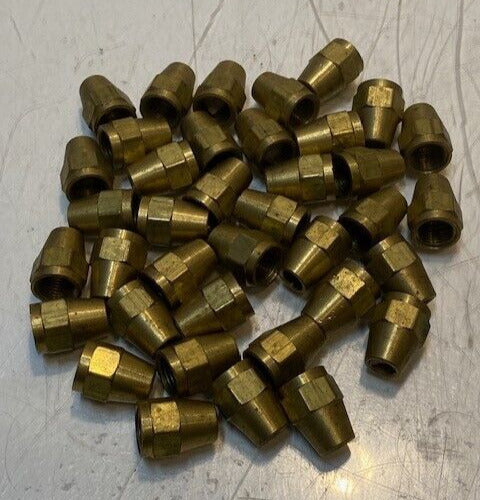 38 Quantity of Brass Flared Tube Hex Nuts 22mm L 11mm ID 8mm Nose (38 Quantity)