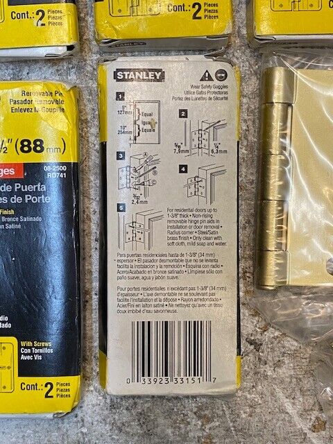 5 Quantity of Stanley Pair of Door Hinges 08-2500 RD741 3-1/2" (10 Pcs Total)