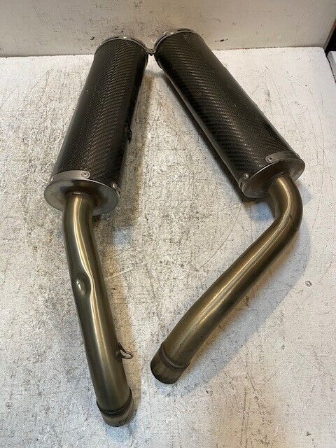 Termignoni Pair Oval Carbon Fiber Exhaust Silencers 45mm Bore 48mm Bore