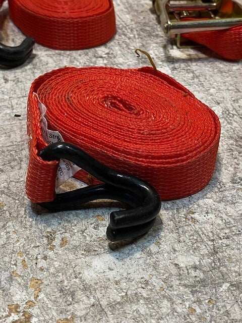 4 Qty of US Cargo 1" x 15' Ratchet Strap w/ Vinyl Ctd S-Hooks 2615WHVC (4 Qty)