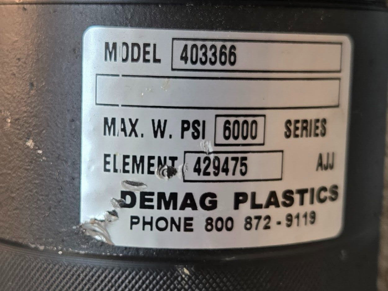 Demag Plastics Hydraulic Filter 403366 with Schroader Pressure Switch MS10LC-50