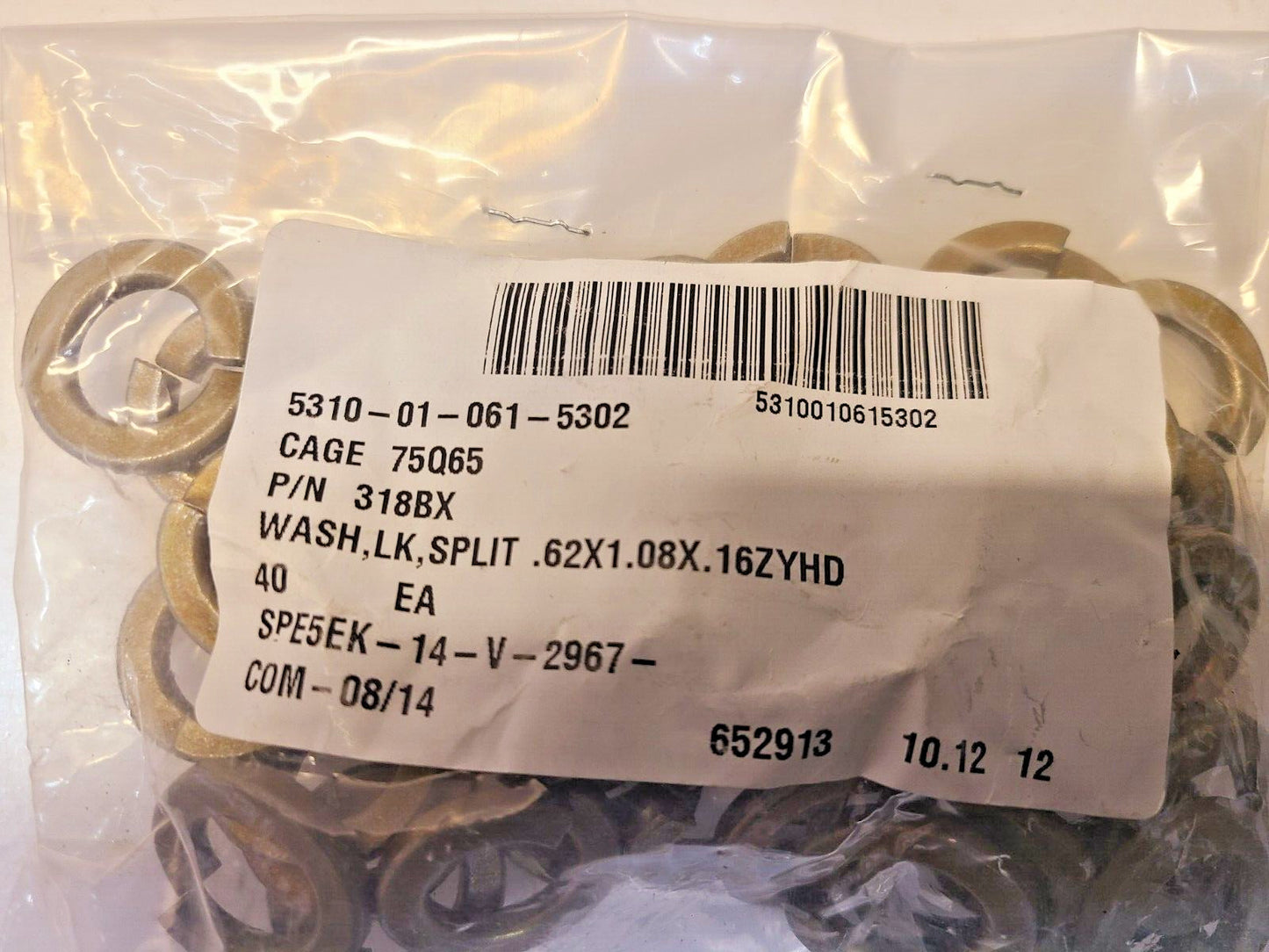 64 Qty. of Split Lock Washers 318BX | 1KP727 | 1765HX (64 Qty)