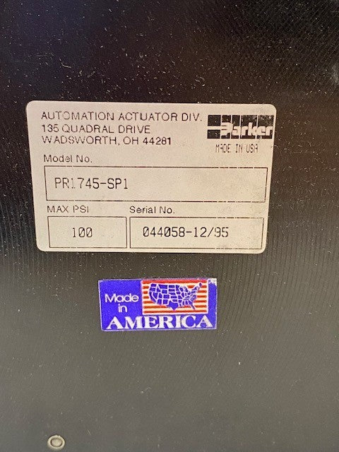 Parker Automation Actuator Div. PR1745-SP1 | Serial No. 044058-12/95 | 100 Psi
