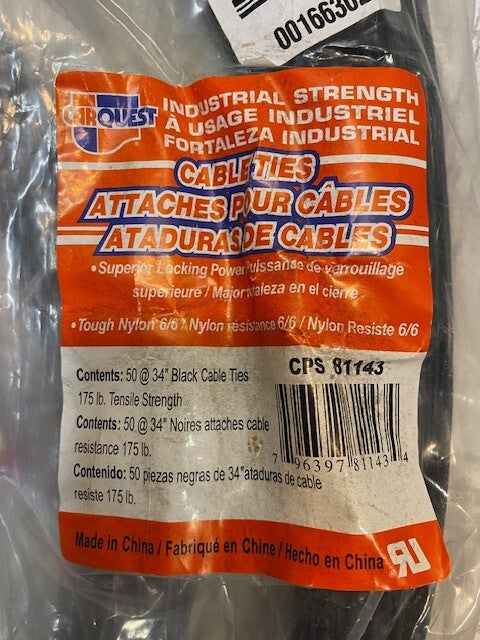 2 Bags of 50 Quantity of Carquest 34" Cable Ties CPS 81143 (100 Qty Total)