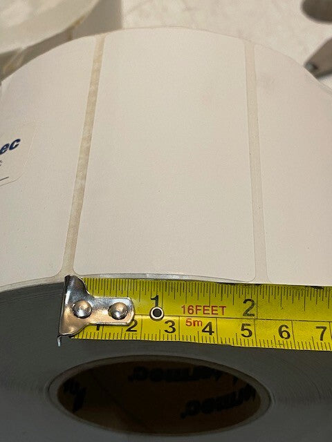2 Rolls of Intermec 4"x2" White Sticker Labels 2-7/8" Core 7" Wide