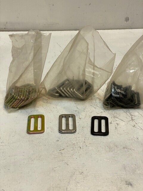 34 Qty of 3 Bar Harness/Seatbelt Slides 2-1/4"x1-1/4" Gold/Silver/Black (34 Qty)