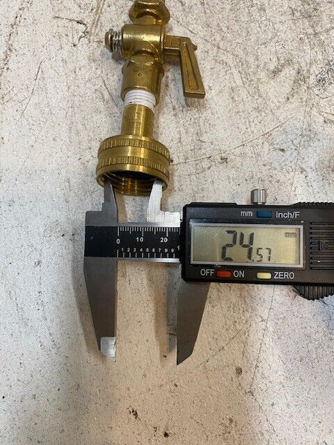 AB Ground Plug Valve 2-Way Brass Lever External Drain - MEASUREMENTS PICTURED