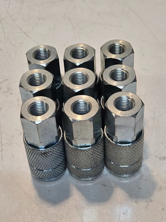 9 Quantity of 3/8" Hydraulic Quick Connectors 1/4" FNPT | 7/8" Hex (9 Quantity)