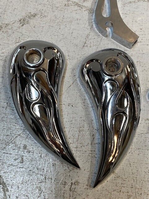 Motorcycle Chrome Flames Mirror Set (Does Not Include Hardware)