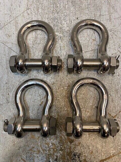 4 Quantity of Industrial Screw Pin Anchor Shackles WLL4T | 316NM | 7/8" (4 Qty)