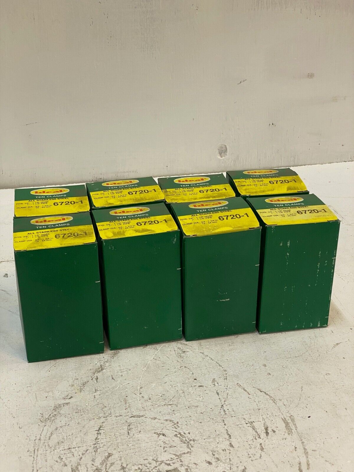 8 Boxes of 10 Each Ideal 6720-1 Stainless Steel Clamps 3/4" - 1-3/4" (80 Qty)