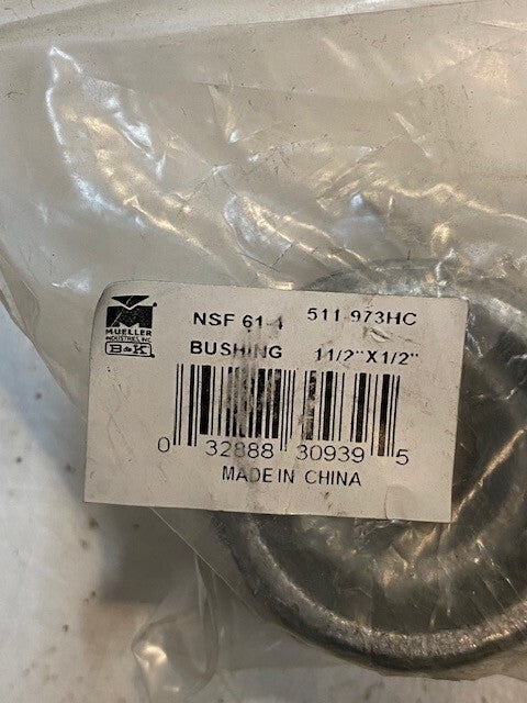 10 Quantity of Mueller 1-1/2" x 1/2" Hex Bushing 511-973HC (10 Quantity)