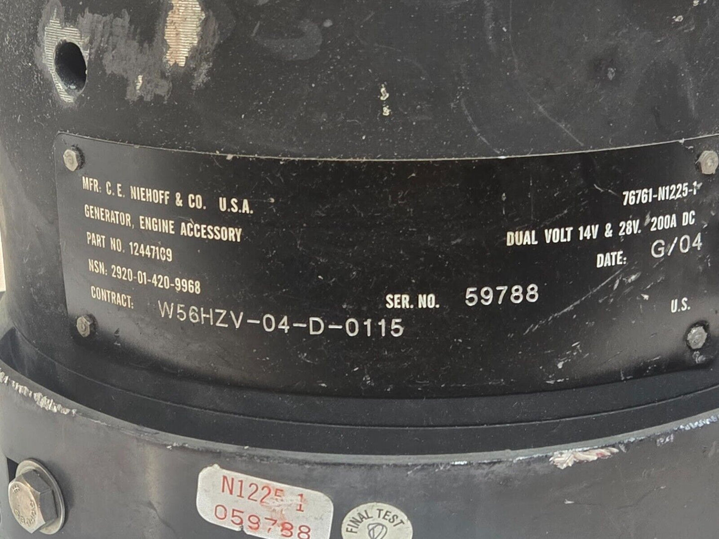 C. E. Niehoff Dual Voltage Generator 12447109 for HMMWV | 2920-02-420-9968