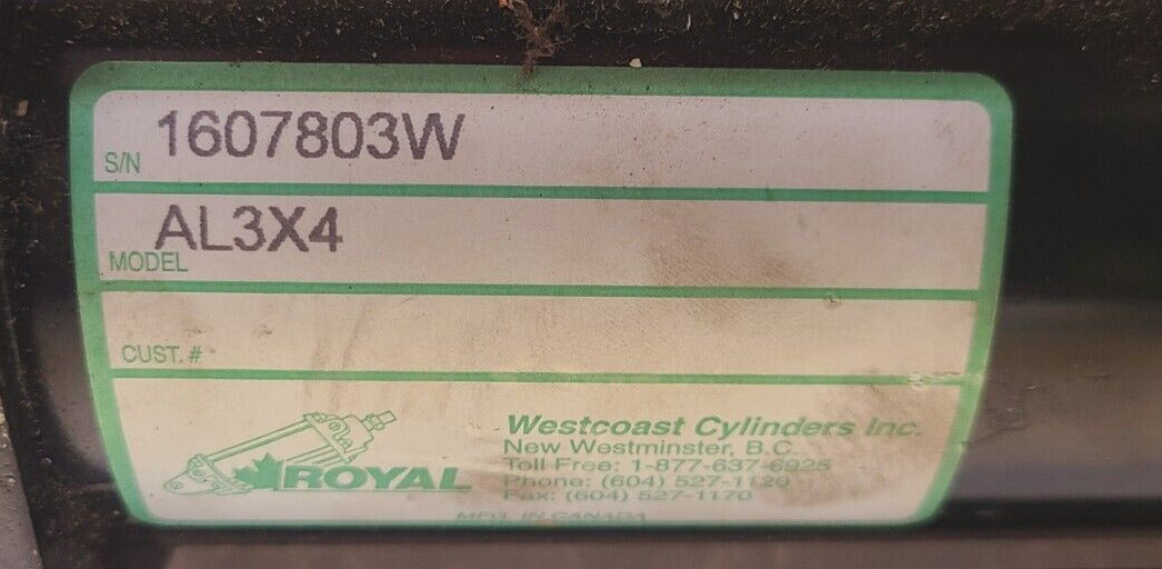 Royal West Coast Cylinders Pneumatic Cylinder 1607803W | AL3X4
