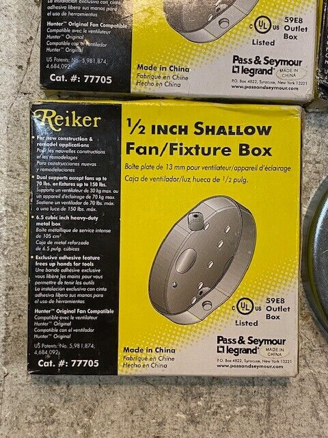 5 Quantity of Pass & Seymour Reiker 77705 Direct Mount 1/2" Shallow Box (5 Qty)