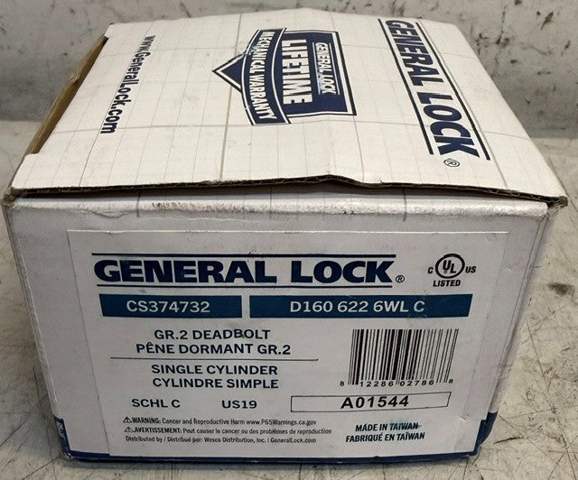 General Lock Grade 2 Single Cylinder Deadbolt Set CS374732 Model D1606226WLC