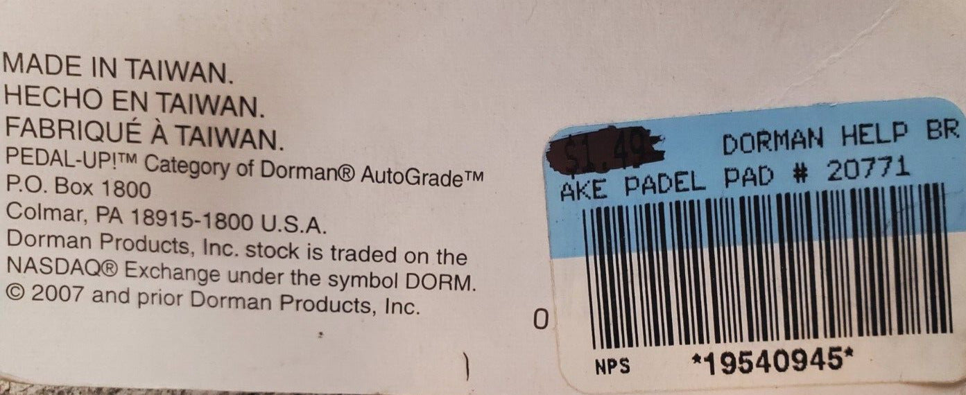 4 Quantity of Dorman Brake Pedal Pads 20771 GM models 2002-73 (4 Qty)