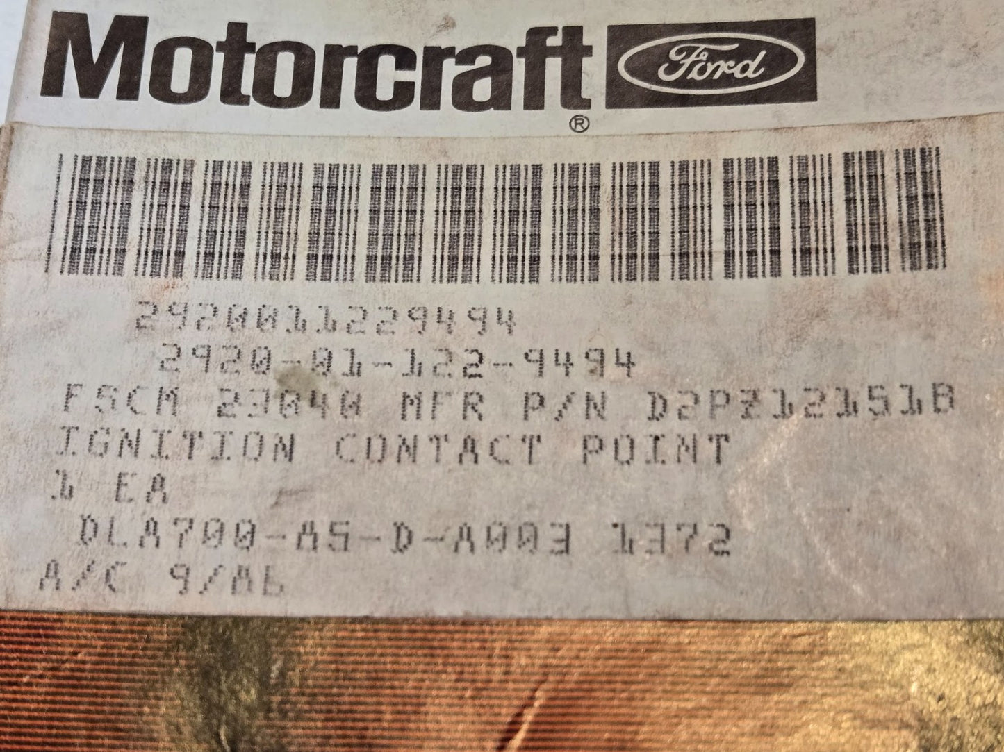 Ford Motorcraft DB-186-A Distributor Breaker Plate | D2PZ-125151-B | 081886