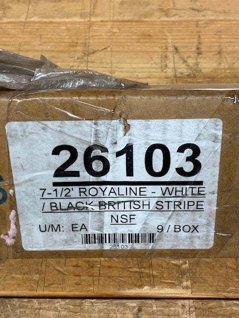 9 Qty of Standard Golf 7-1/2' Royaline White/Black British Stripe 26103 (9 Qty)
