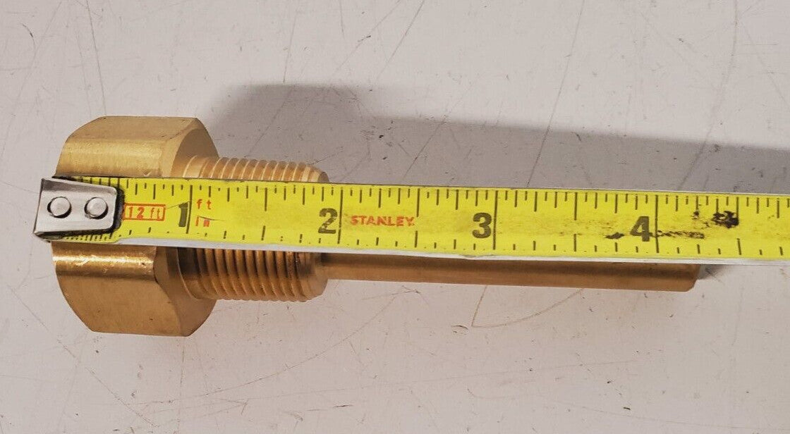 5 Qty. of Brass Thermowells 3.5" Stem Length x 1-1/4" OD (5 Qty)