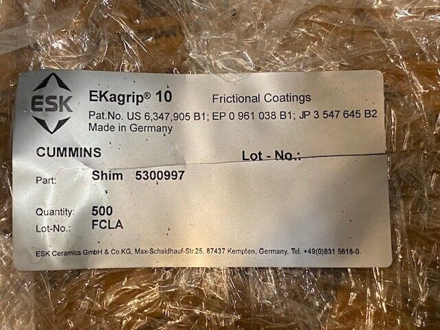 EKagrip 10 Shim 5300997 Pack of 500 Friction Shims 80mm Bore 13mm Holes