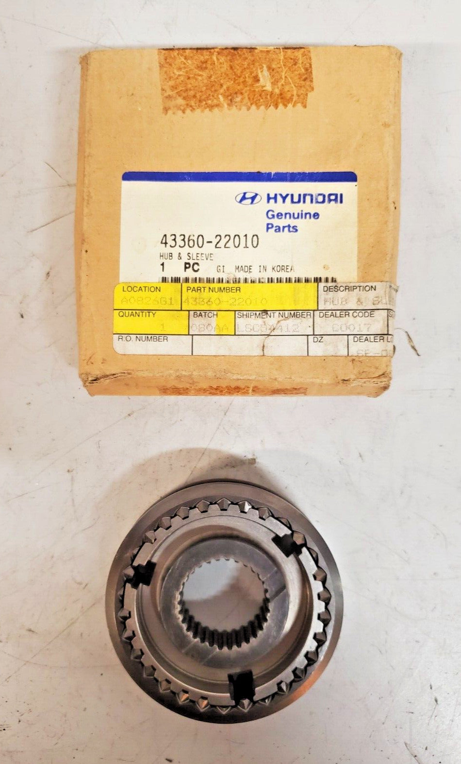 Hyundai Genuine Parts Hub & Sleeve 43360-22010 | LSC54412 | C0017