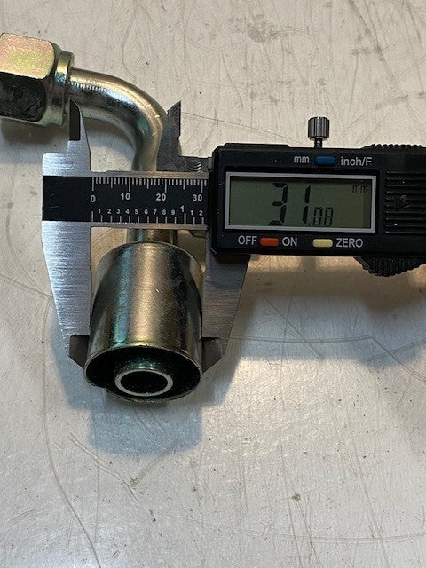 6 Quantity of 90 Degree Hose O-Ring Fittings 4-1/2" L 31mm OD 11mm ID (6 Qty)