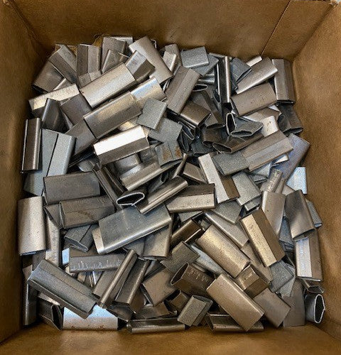 10x10x10.5" Box of 35lbs of Steel Strapping Open Snap-On Seals Multiple Sizes