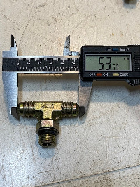 5 Quantity of Hydraulic Hose Tee Adapters 14mm Thread 54mm L 40mm W (5 Qty)