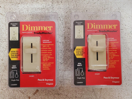 2 Quantity of Pass & Seymour Slide Dimmer Preset 600W LS600IV (2 Qty)