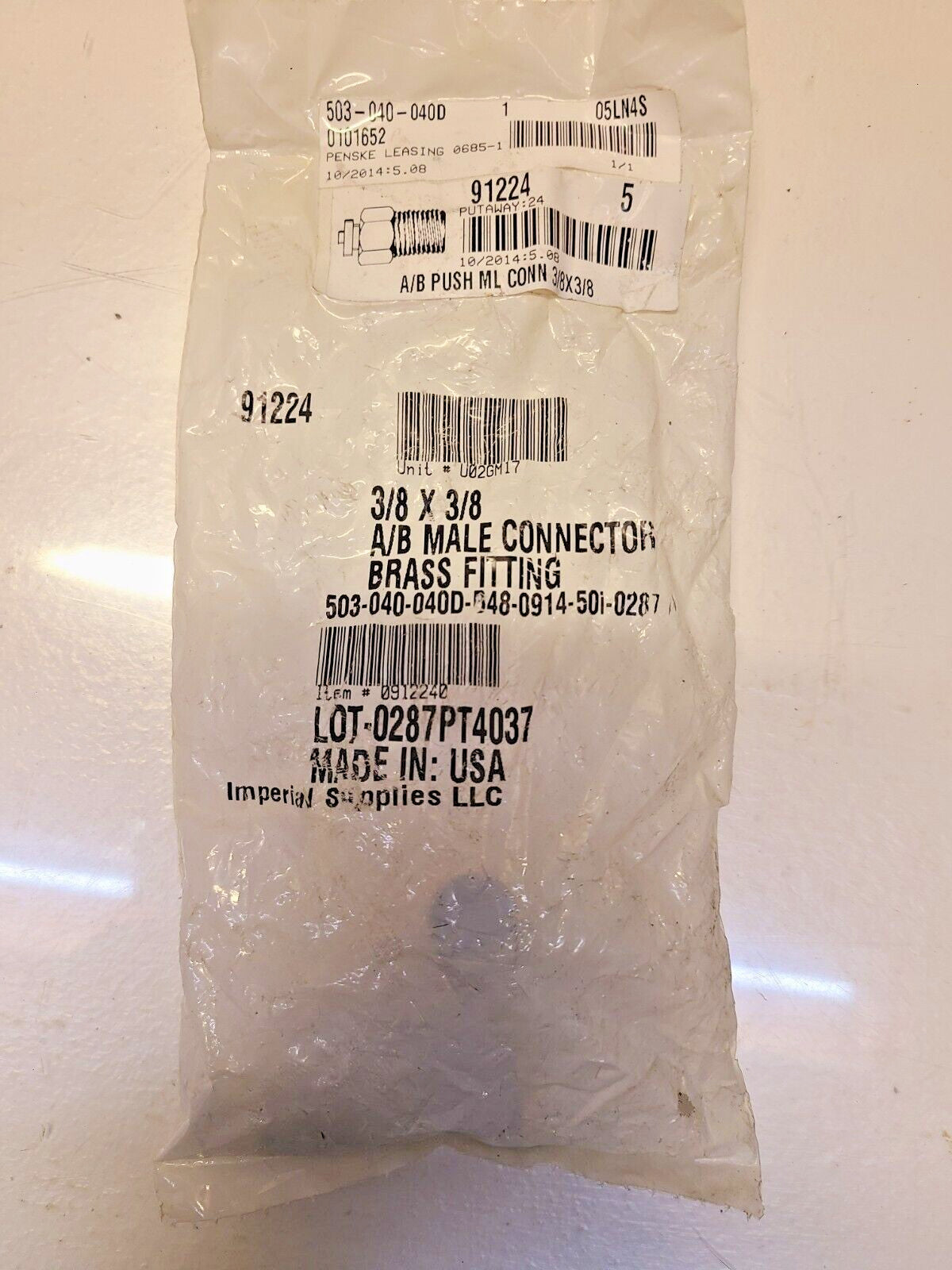 5 Quantity of Imperial 3/8 x 3/8 A/B Male Connectors Brass Fitting 91224 (5 Qty)