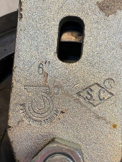 Heavy Duty Spring Loaded Gate Caster 6" Rubber on Cast Iron Wheel 150x50