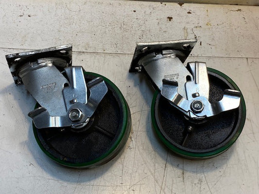 2 Quantity of Encore 4 Series 6" Swivel Green Caster Wheels 6x2 (2 Quantity)
