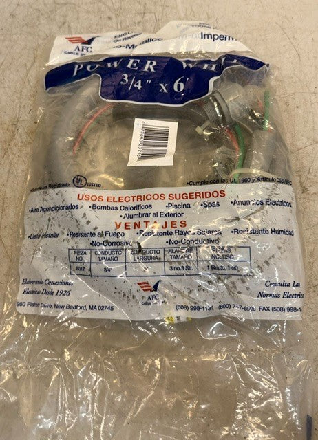 2 Quantity AFC Cable Systems Non-Metallic Liquid-Tight Power Whip 3/4" x 6' 8017