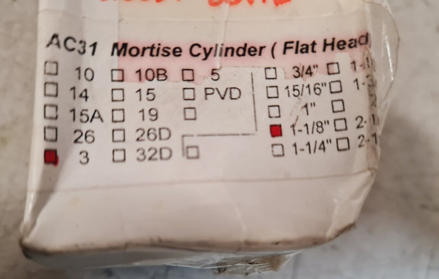 2 Quantity of Mortise Cylinders (Flat Head) AC31 | 3 | 1-1/8" (2 Qty)