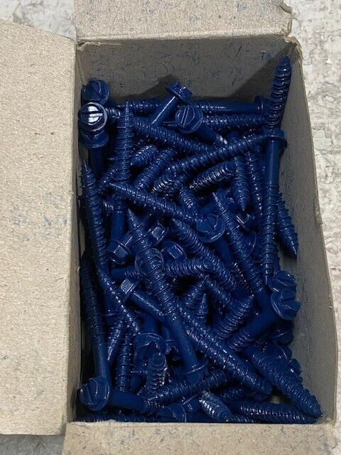 100pcs of Dottie 1/4x2-1/4 Concrete Screw Anchors Blue Hex Head 14H214 (100 Qty)