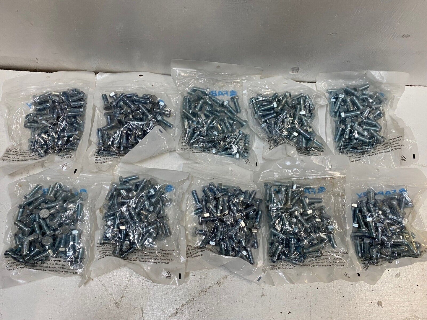 10 Bags of 50 Each of 23KZ56 Hex Head Cap Screws Grade 5 Zinc (500 Quantity)