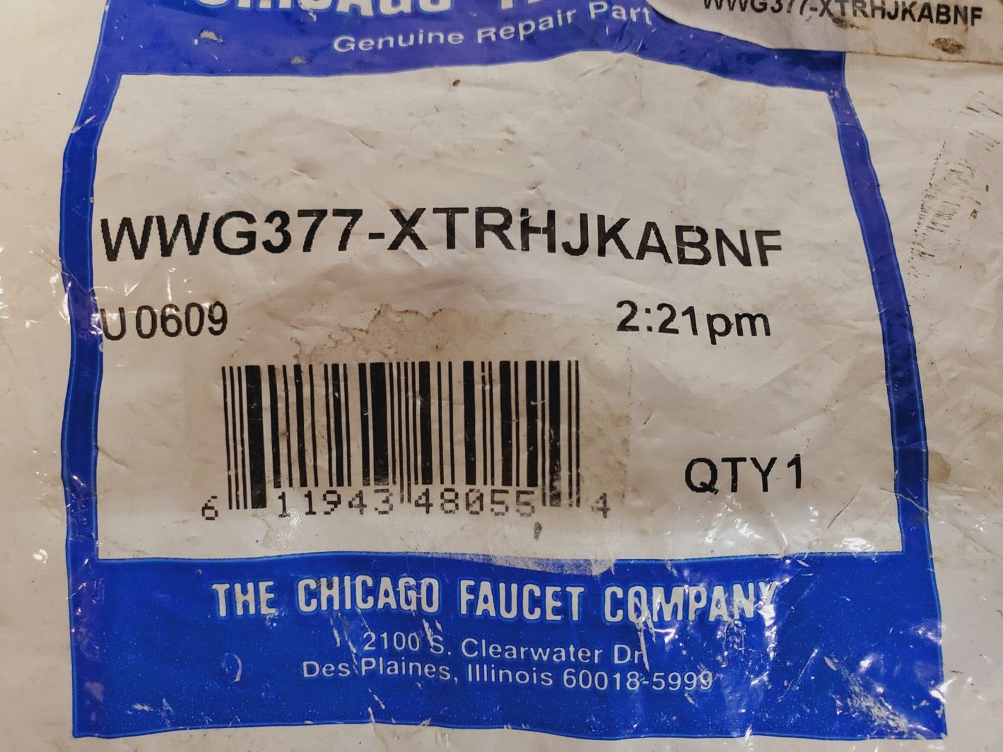 Chicago Faucets Cold WWG377-XTRHJKABNF | U0609