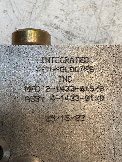 Integrated Technologies Valve Manifold Block MFD 2-1433-01S/B ASSY 4-1433-01/B